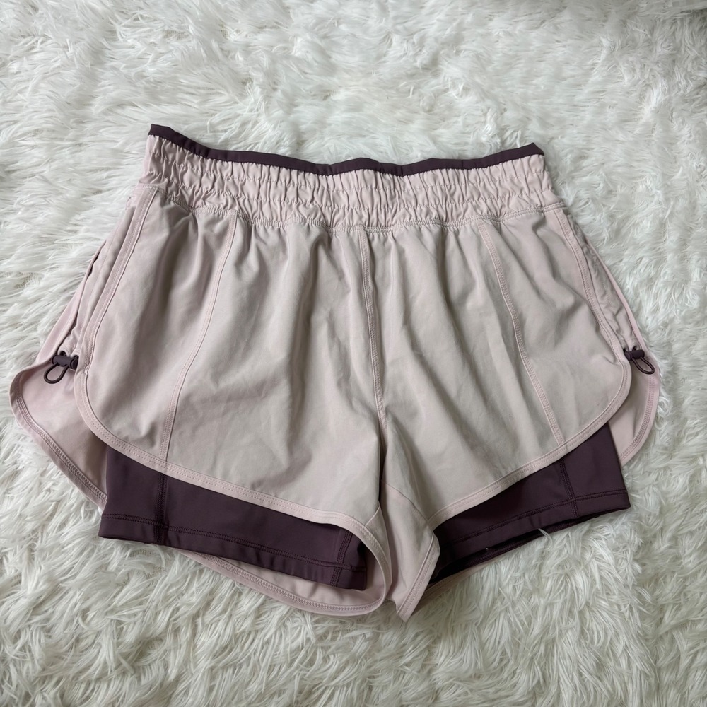Athleta Stay Fly 2 in 1 Shorts Women Size Medium Purple Pink Athletic Running